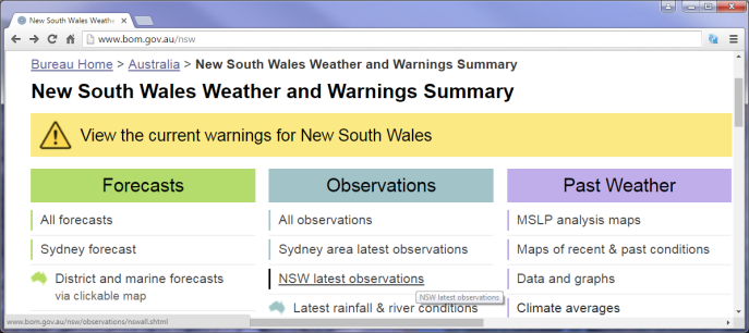New South Wales weather and warnings home page (www.bom.gov.au/nsw)